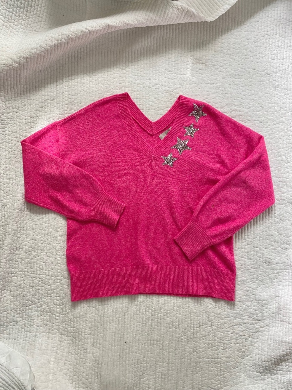pink and silver sparkle LOFT sweater